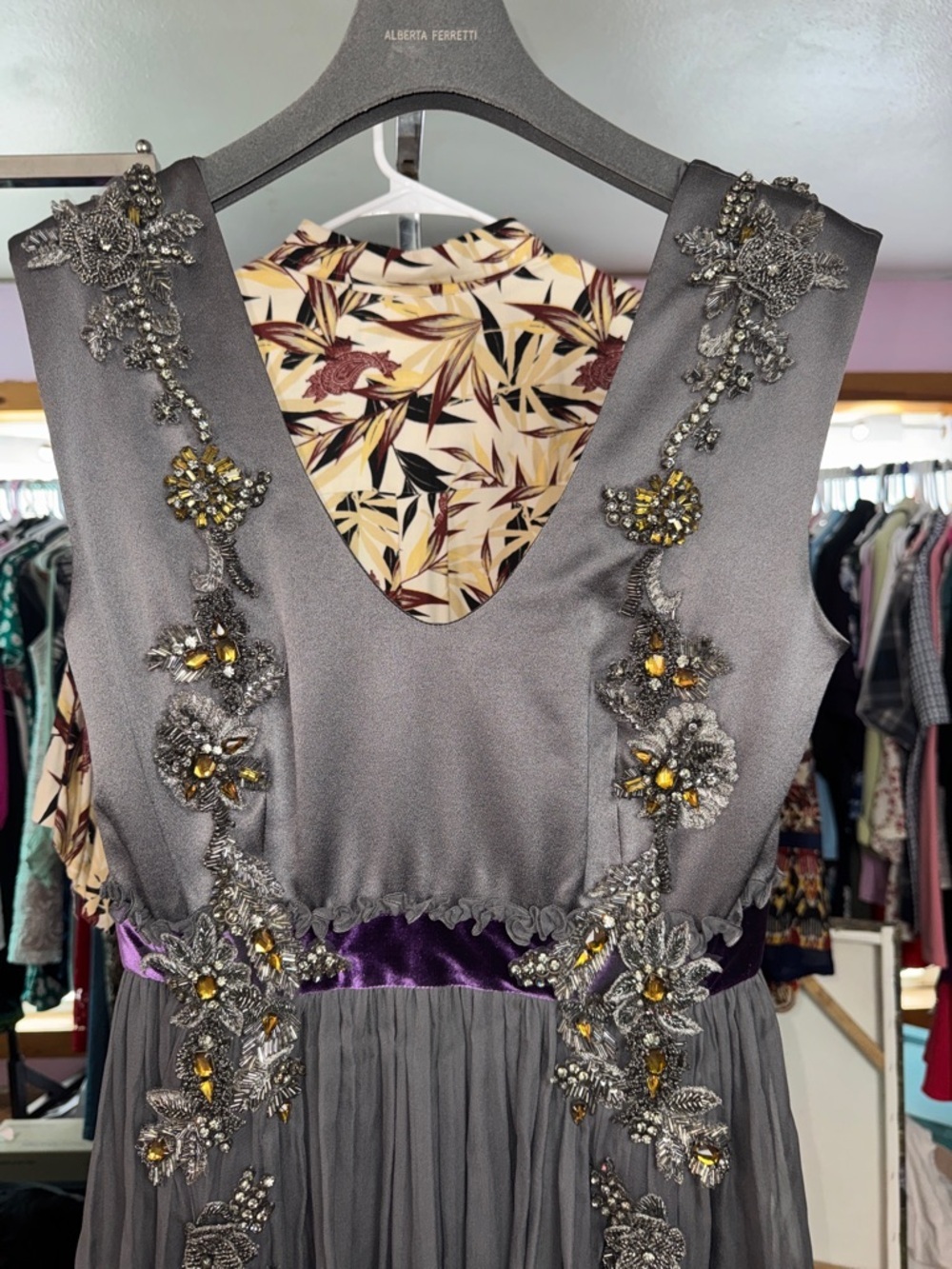 Authentic Alberta Ferretti Silk Beaded Maxi Dress Italy MSRP $4725 gala,goddess - Picture 8 of 17